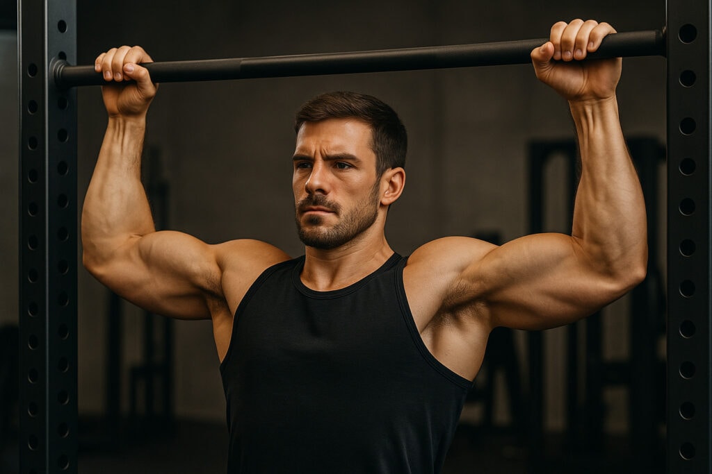 Man-doing-pre-workout-with-stick 
