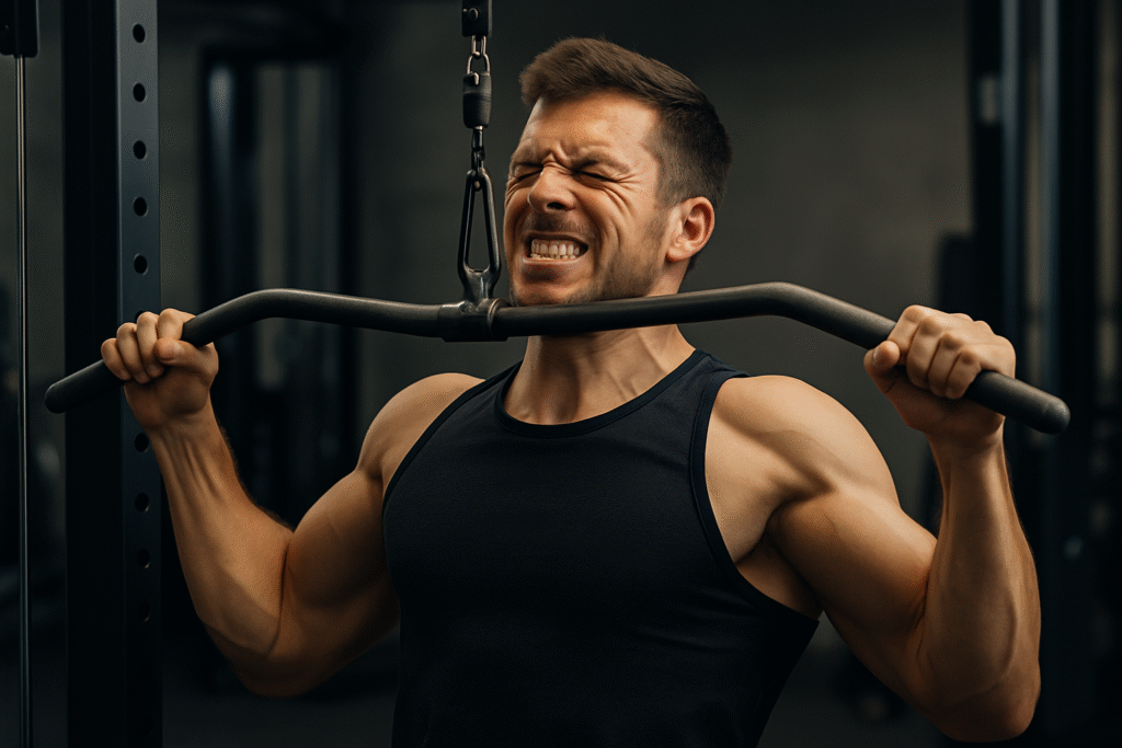 Man-struggling-with-lat-pulldown-exercise 