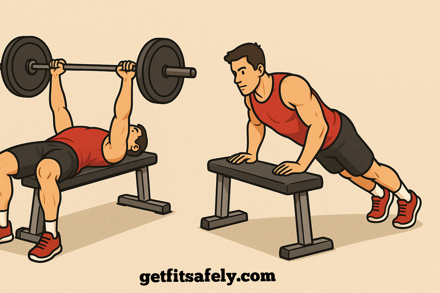 Incline-push-ups-vs-bench-press-cartoon-fitness