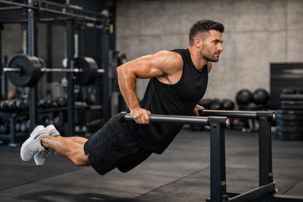 Parallel-bars-dips-bodyweight-exercise-horizontal-view