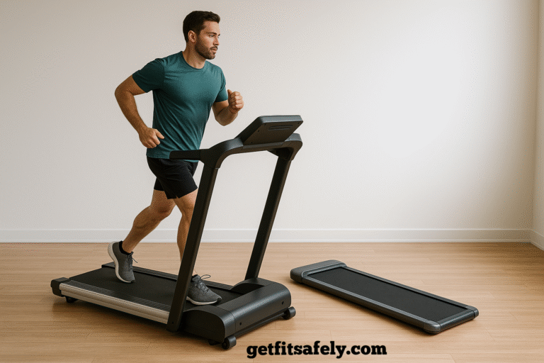 Fit-man-running-on-a-foldable-treadmill-in-a-minimalist-room