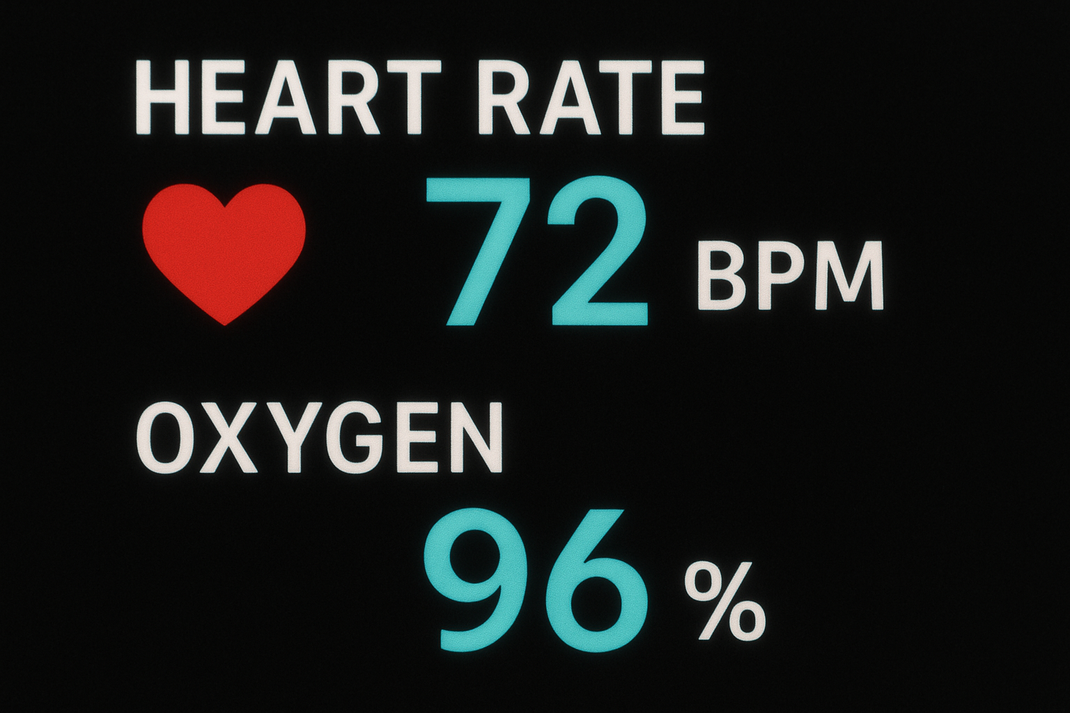 Heart-rate-72bpm-oxygen-96-display