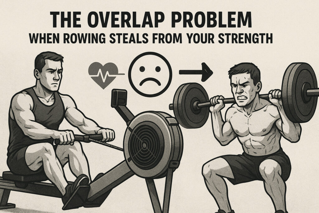 Athlete-rowing-and-lifting-conflict-fitness