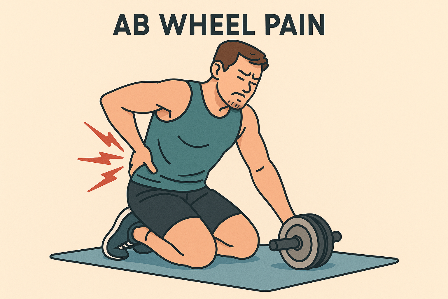 Cartoon-man-holding-back-after-ab-wheel-rollout