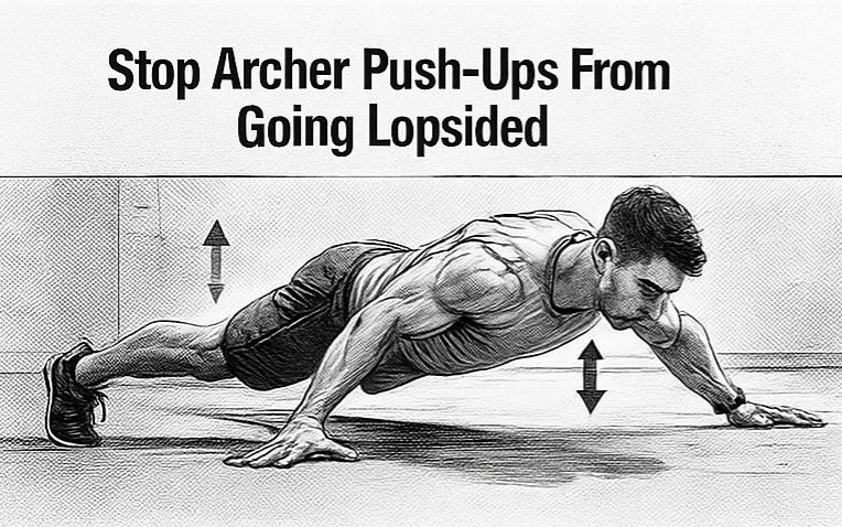 Athlete-demonstrating-stable-archer-push-up-position-with-straight-support-arm