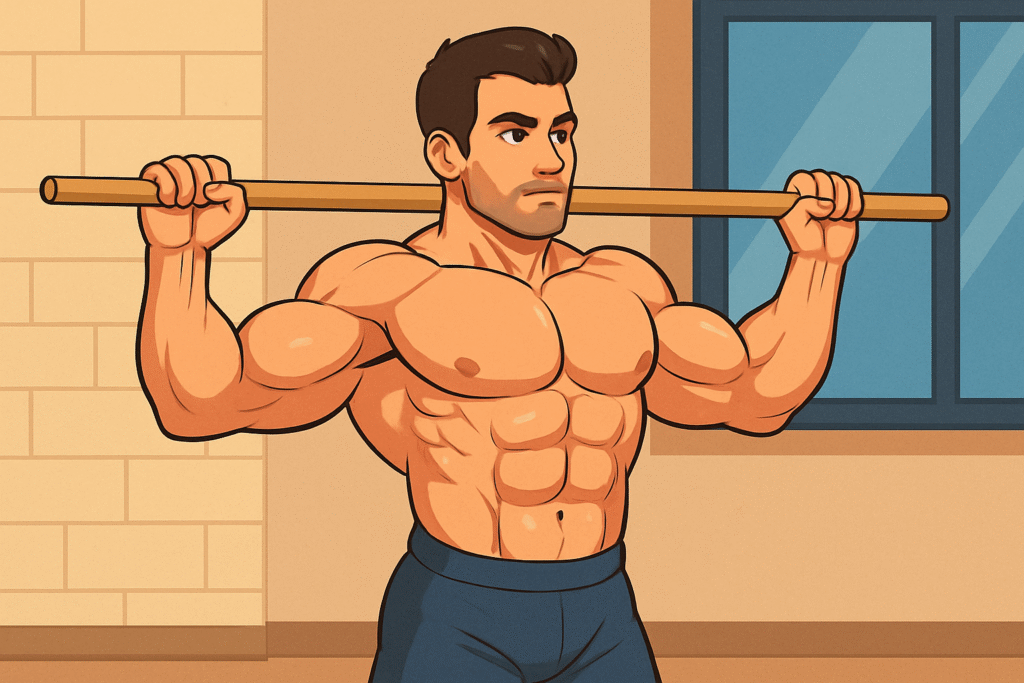Broomstick-scapular-retractions-build-real-strength-cartoon-muscular-athlete