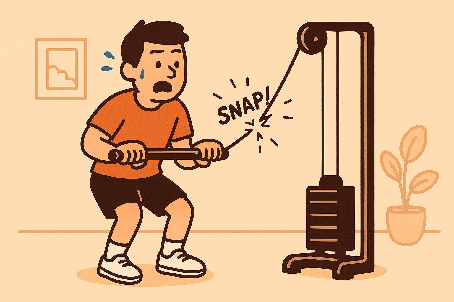 funny-cartoon-man-cable-snaps-during-home-workout