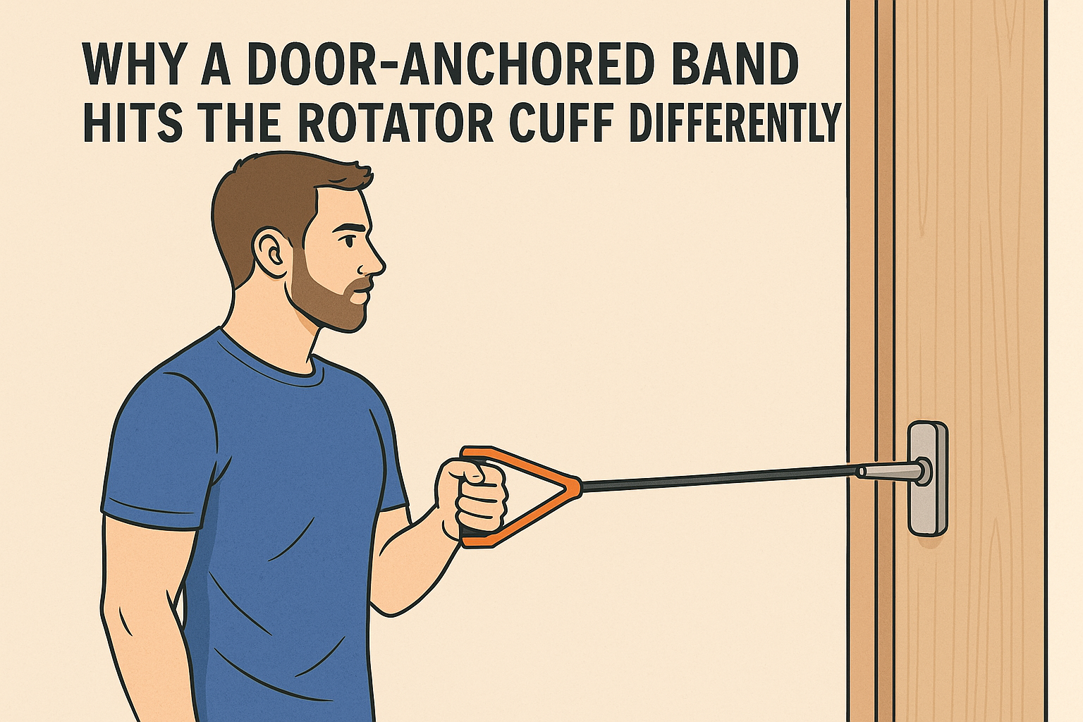 Man-performing-rotator-cuff-exercise-with-band-anchored-to-door