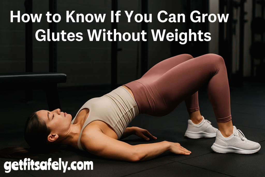 Woman-performing-a-bodyweight-glute-bridge-on-gym-floor