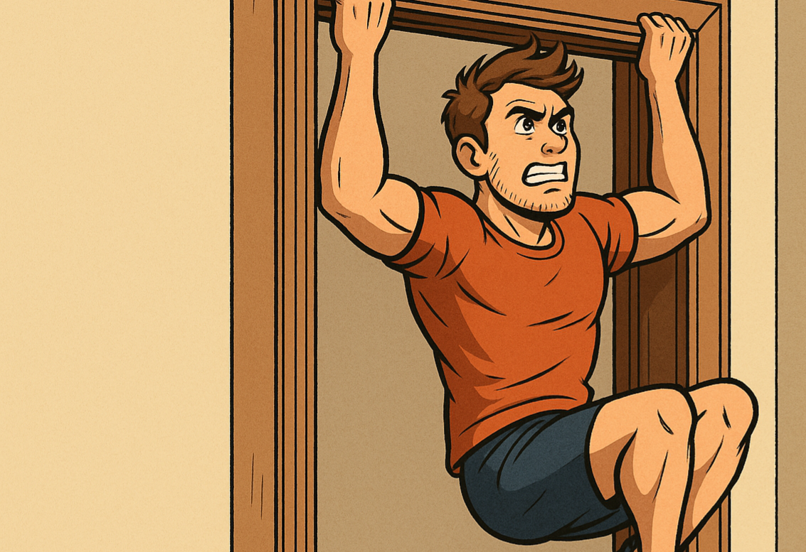 Man-hanging-from-doorframe
