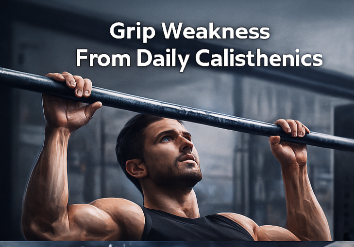Man-hanging-from-bar-showing-grip-weakness-from-daily-training