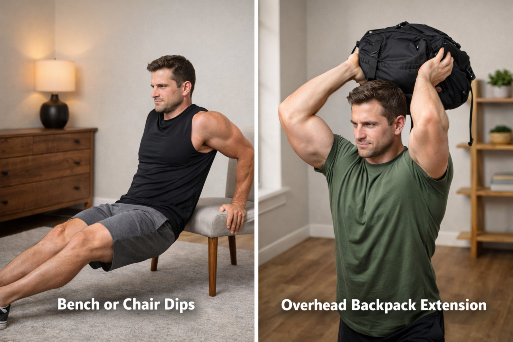 Two-home-triceps-exercises-chair-dips-and-backpack-extension