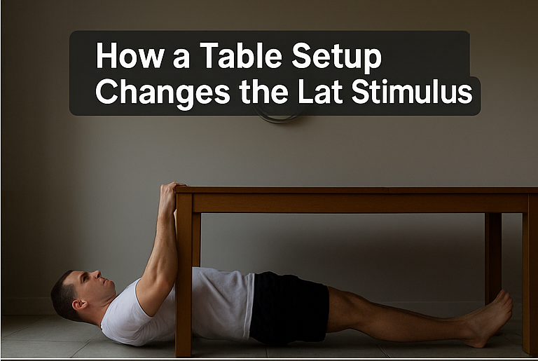 Athlete-pulling-under-table-to-adjust-row-angle