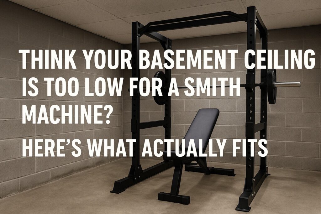 Smith machine in low basement gym setup