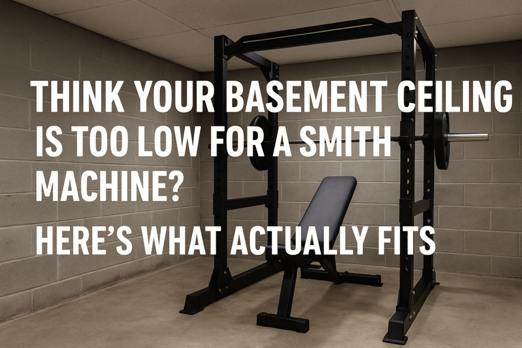 Smith machine in low basement gym setup