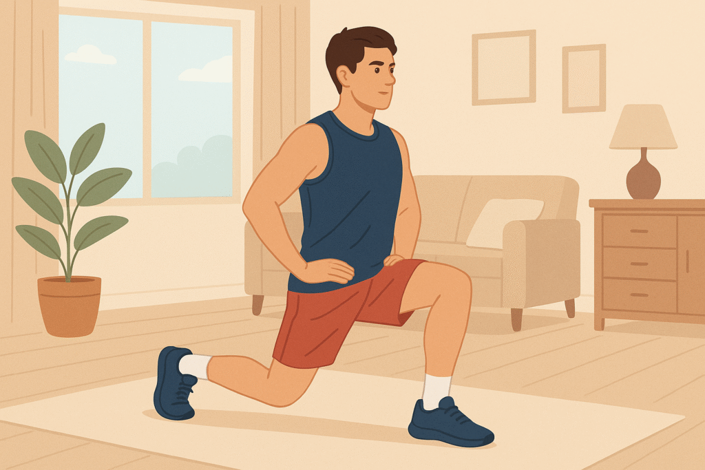 Forward-lunge-graphic-in-cozy-room