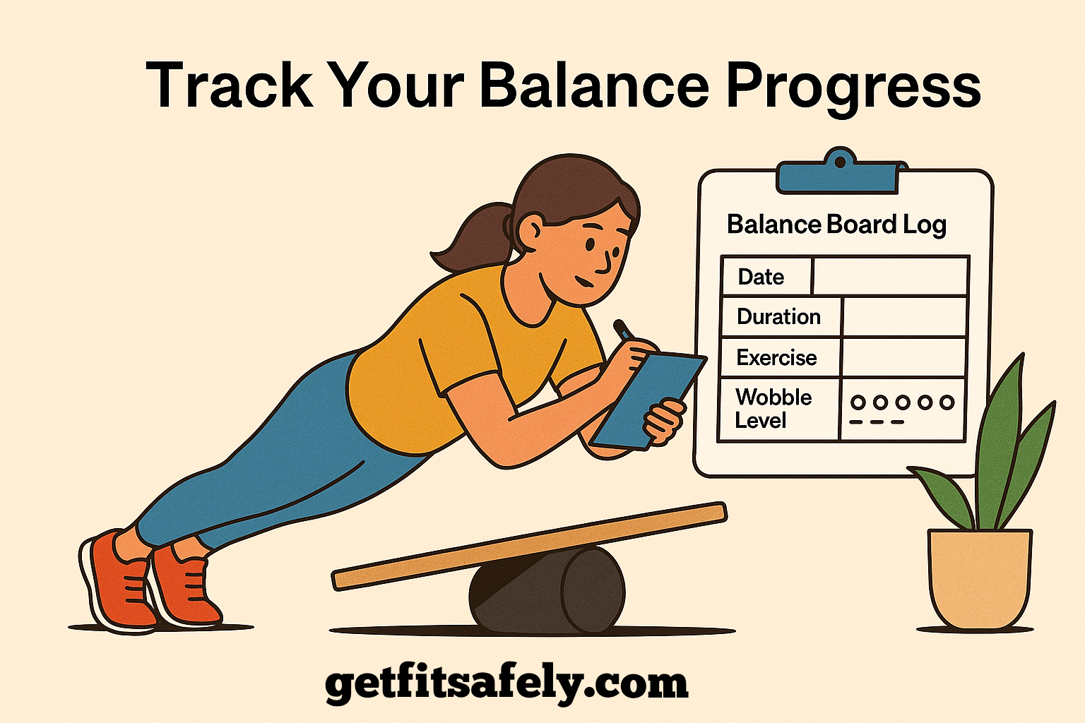 Woman-logging-balance-board-training-progress