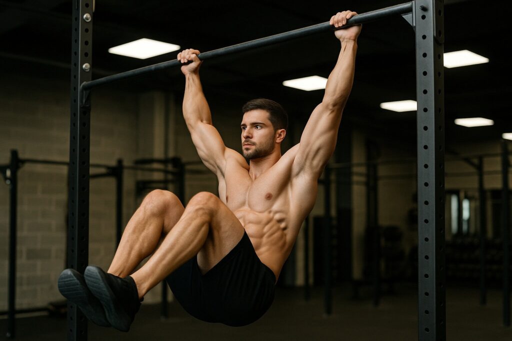 Athlete-performing-hanging-leg-raise-for-lower-abs-activation