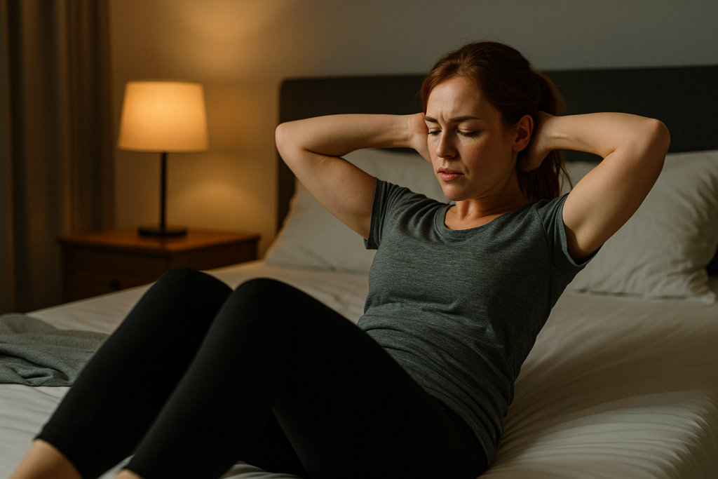 Nighttime-ab-exercise-on-bed-with-focus-on-core