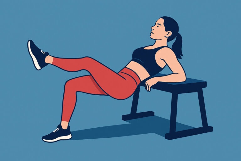 Single-leg-hip-thrust-with-back-on-bench-during-glute-exercise