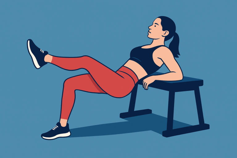 Single-leg-hip-thrust-with-back-on-bench-during-glute-exercise