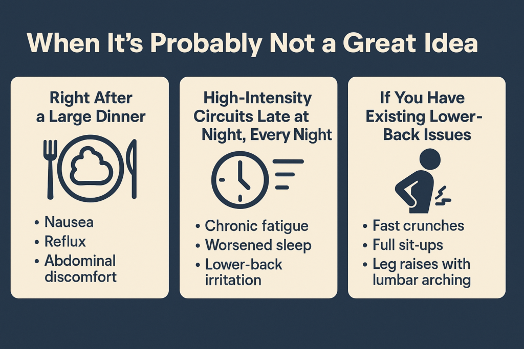 Late-night-core-workout-situations-to-avoid-in-a-clean-horizontal-infographic