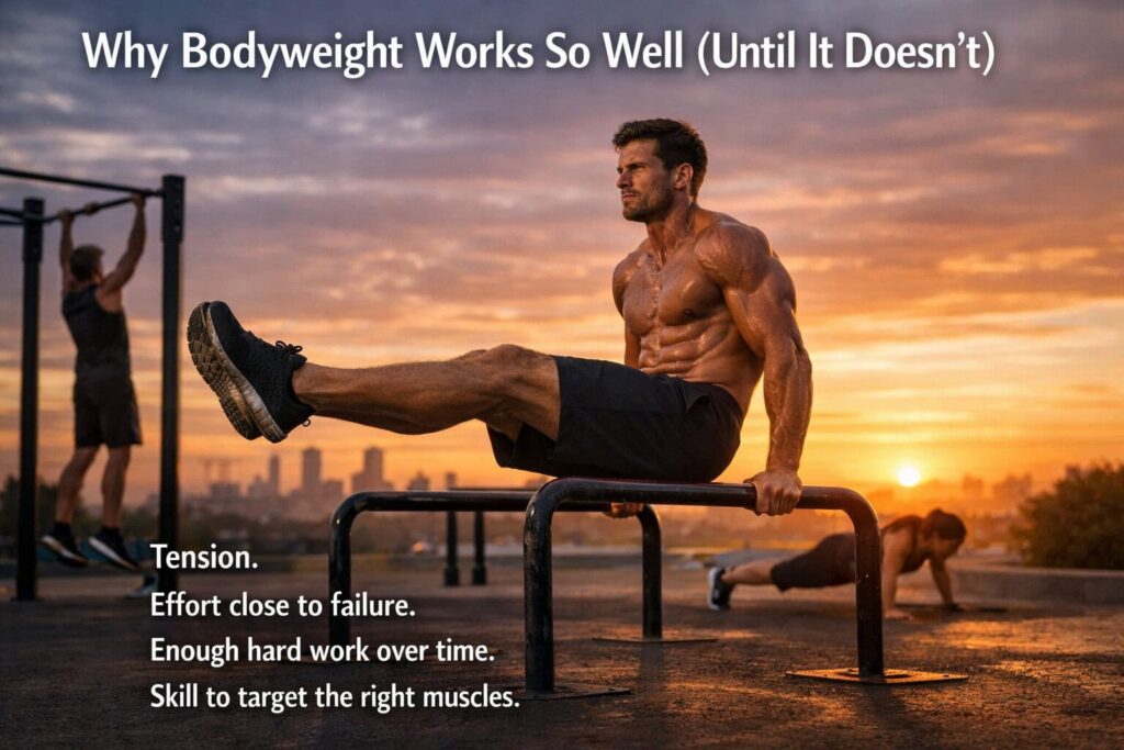 Athlete-holding-l-sit-on-parallel-bars-at-sunset