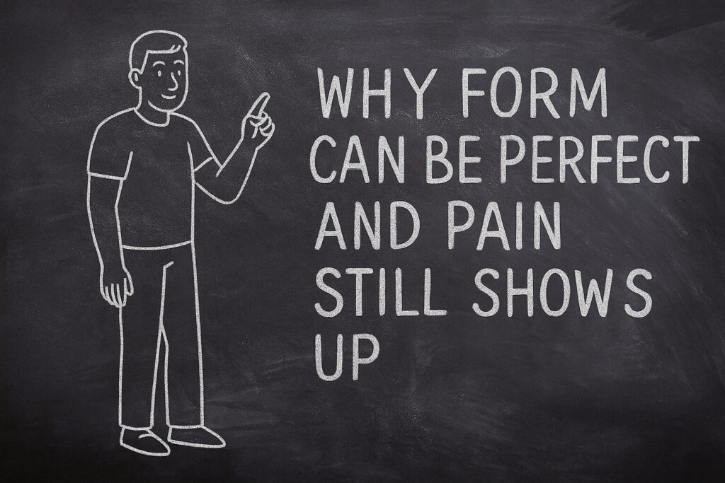 Chalkboard-man-pointing-at-perfect-form-still-hurts-text