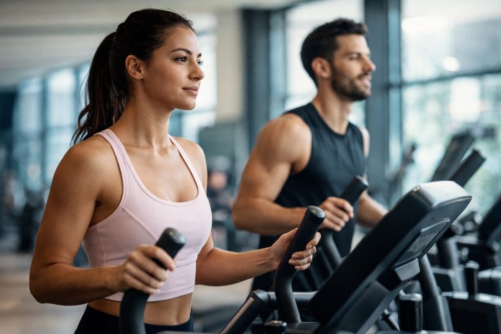 Cardio-training-on-indoor-machines-in-gym-setting
