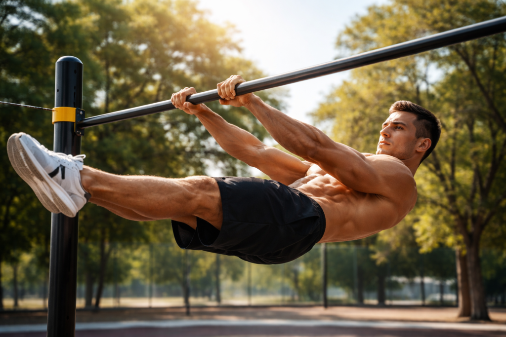 Front-lever-horizontal-body-position-on-bar