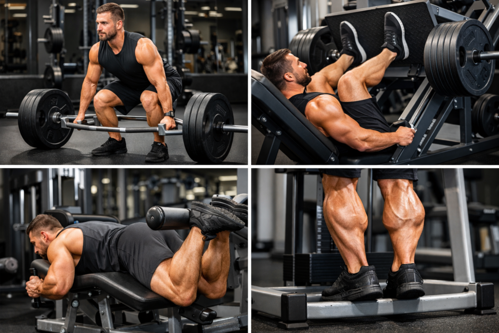 Trap-bar-deadlift-leg-press-hamstrings-calves-workout