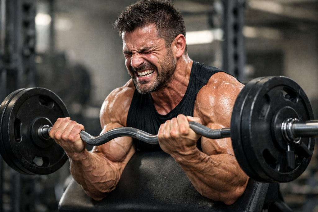 Preacher-curl-to-muscle-failure-on-bench