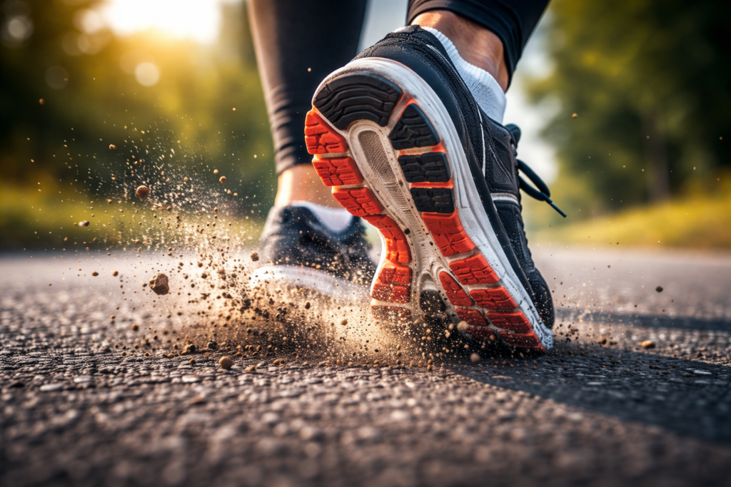 Shoe-impact-on-road-surface