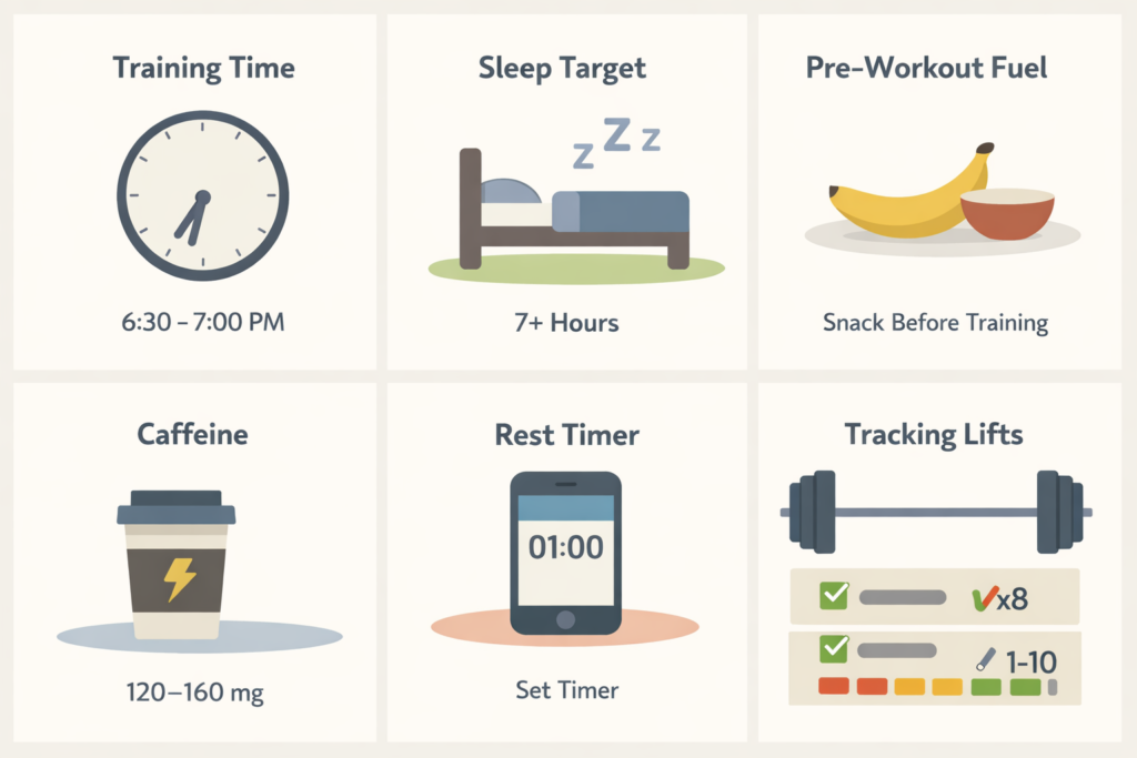 Workout-timing-sleep-nutrition-caffeine-rest-variables