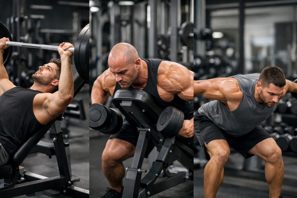 Incline-press-chest-supported-row-rear-delt-fly