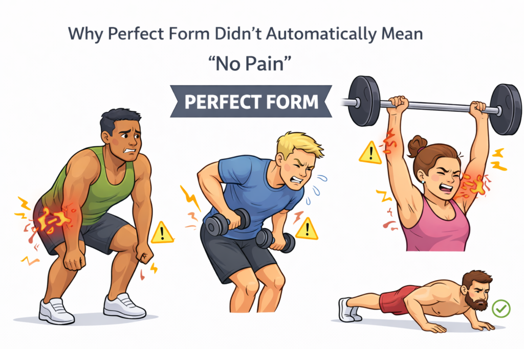 Perfect-form-exercises-showing-joint-discomfort-despite-correct-technique