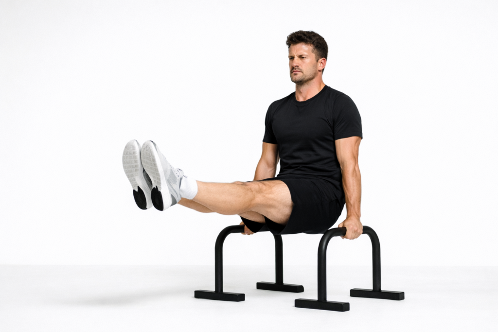 L-sit-hold-on-parallel-bars-with-straight-legs-and-upright-torso