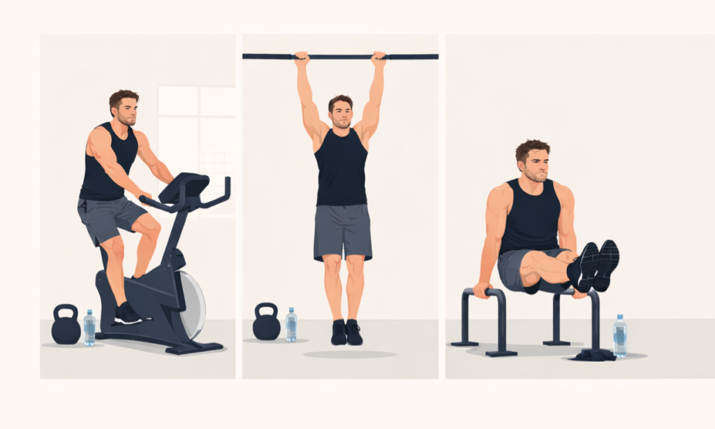 Warmup-bike-dead-hang-and-l-sit-holds-sequence