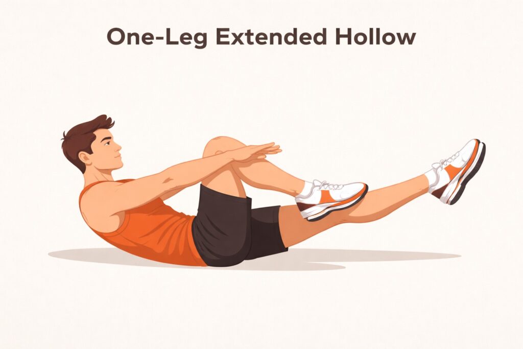 One-leg-extended-hollow-core-stability-position