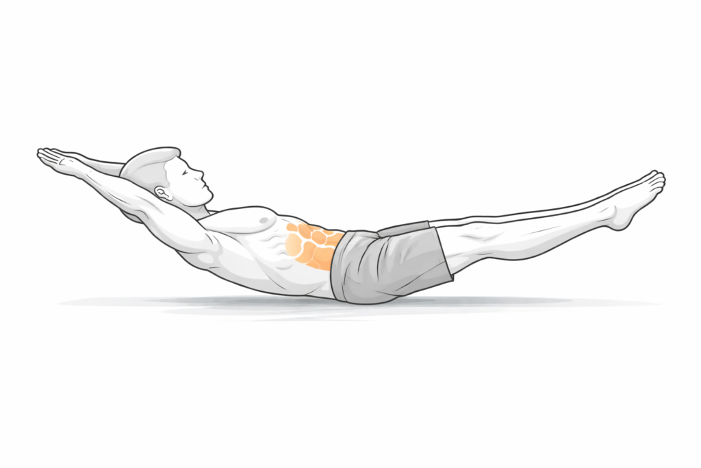 Straight-leg-hollow-hold-legs-elevated-35-45-degrees-core-engaged