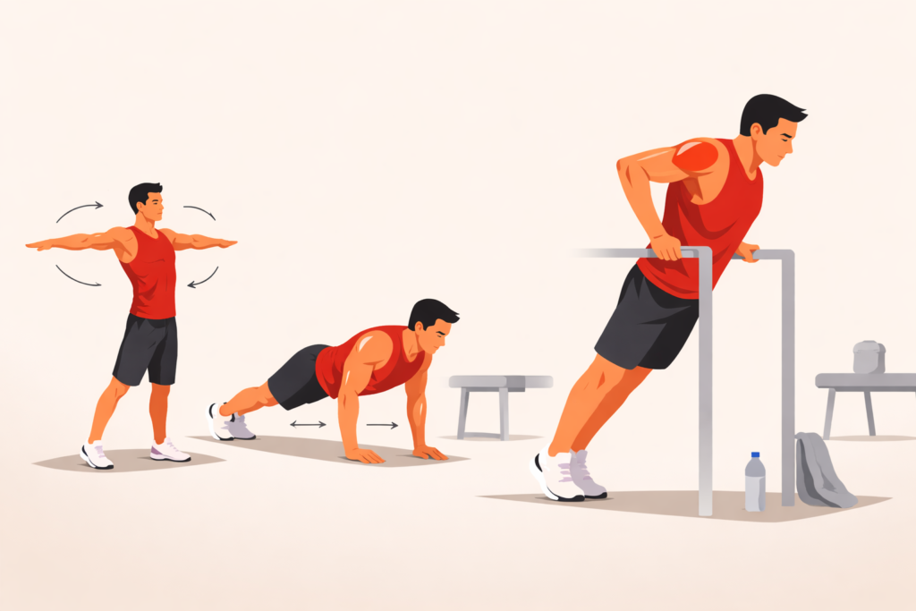 Dip-workout-warm-up-shoulders-pushups