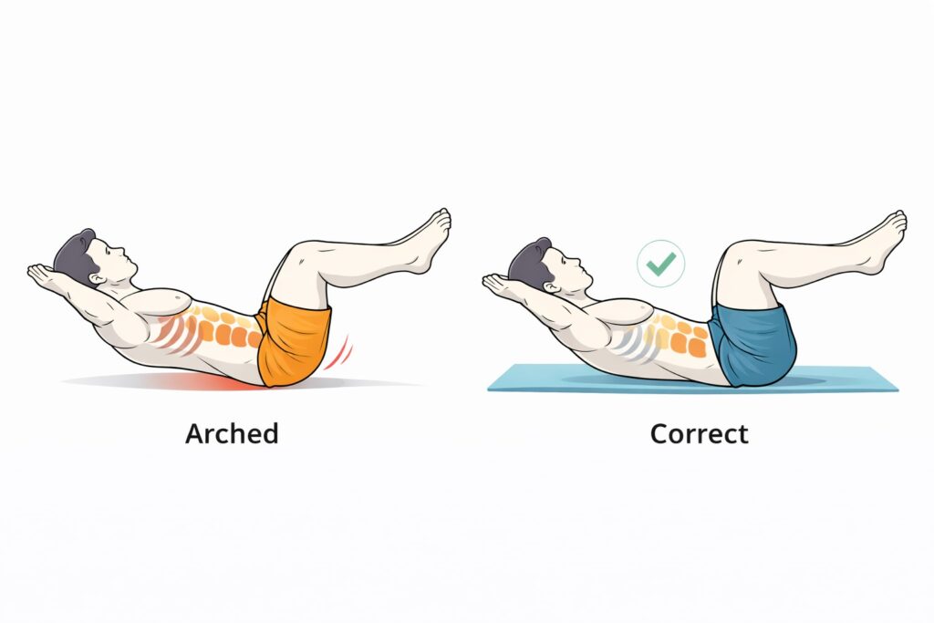 Hollow-hold-low-back-arched-compared-to-lumbar-contact-with-floor-correct-form