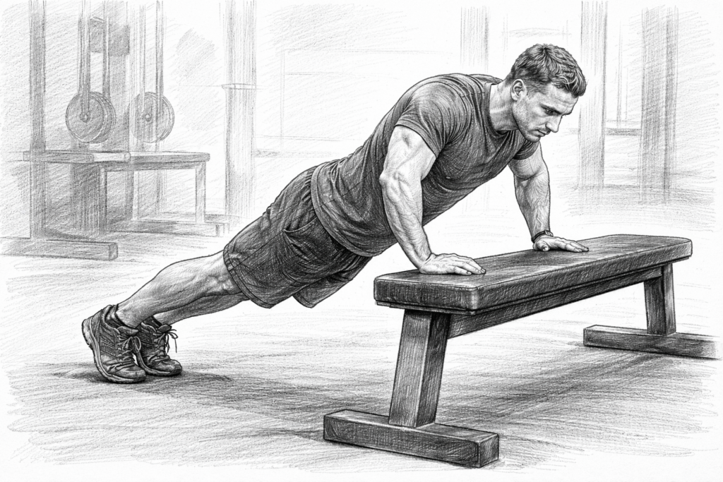 Incline-push-ups-on-bench-bodyweight-chest-exercise