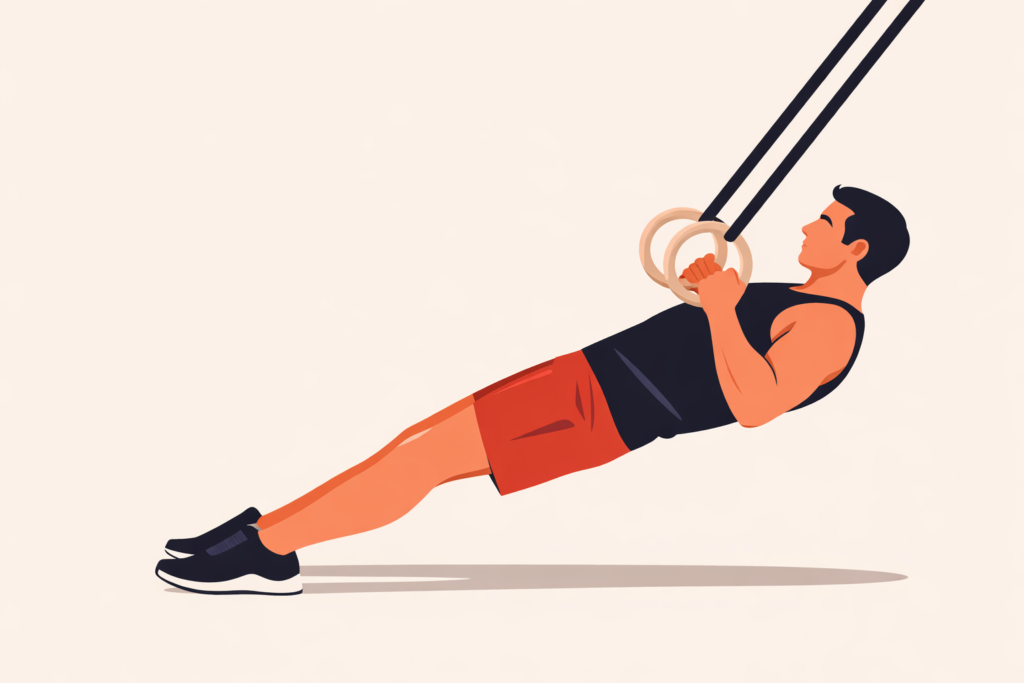 Ring-row-horizontal-pulling-bodyweight-exercise