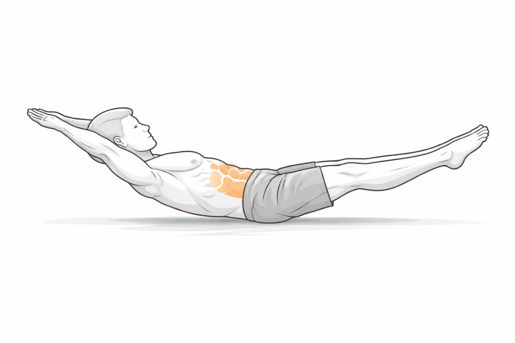 Straight-leg-hollow-hold-legs-elevated-35-45-degrees-core-engaged
