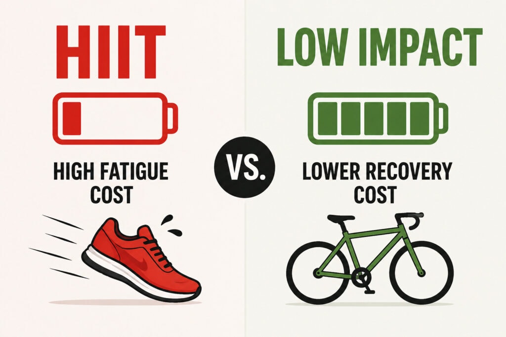Hiit-vs-low-impact-cardio-fatigue-cost-battery-comparison-running-vs-cycling