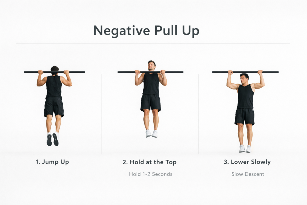 Negative-Pull-Up-Exercise-How-To-Perform-Correct-Form-Slow-Descent