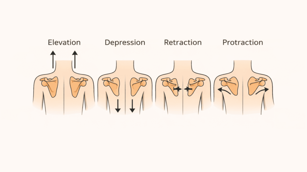Scapula-movements-elevation-depression-retraction-protraction