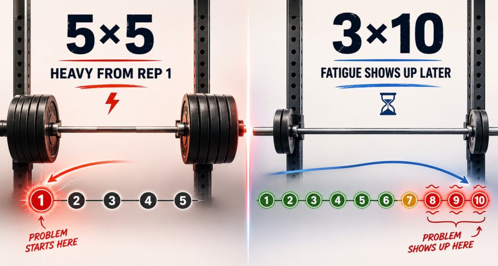 Squat-progression-5x5-vs-3x10-fatigue-comparison
