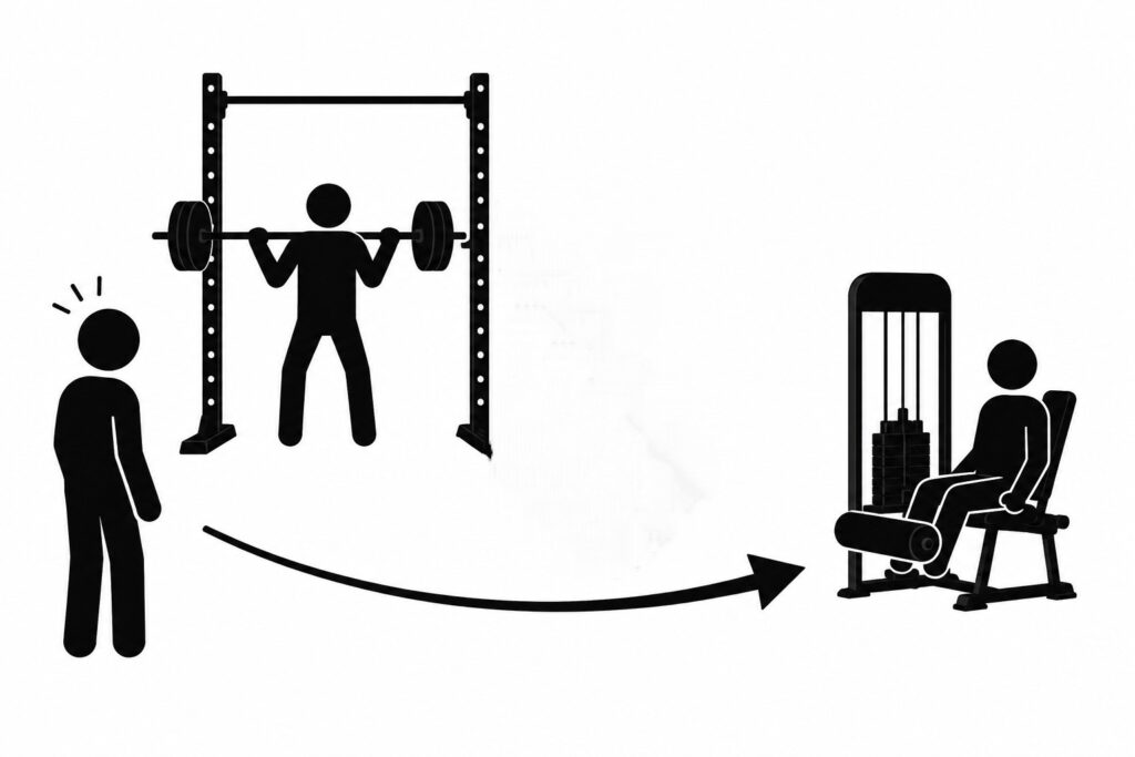 Occupied-squat-rack-leg-extension-backup